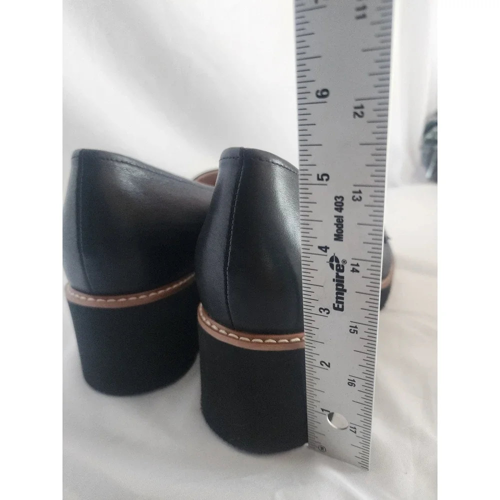 Naturalizer Darry Black Leather Chunky Lug Sole Chain Loafers Womens 12W Wide